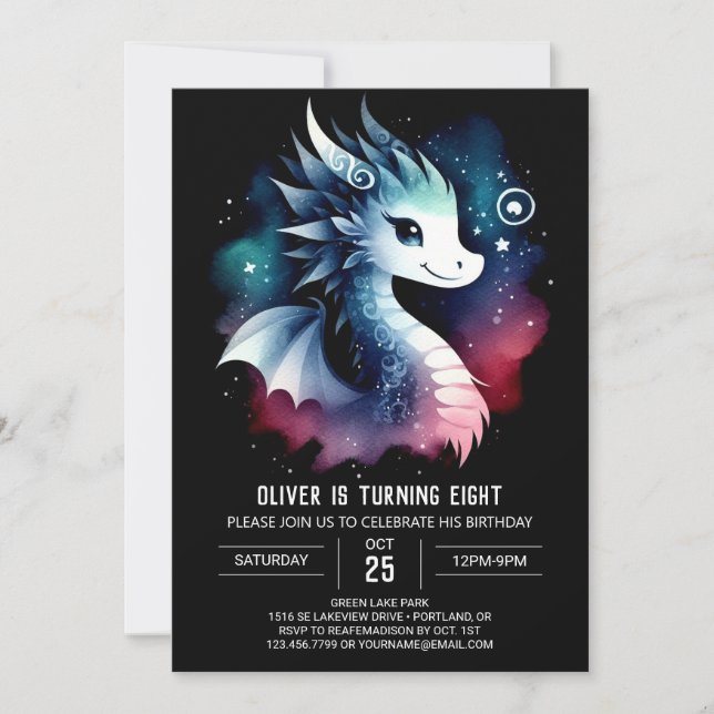 Simple Dragon Birthday Children Einladung (Vorderseite)