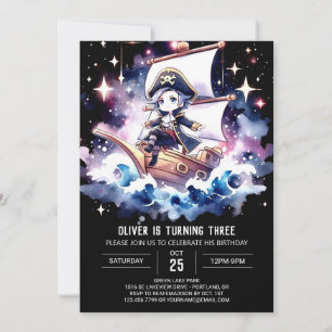 Simple Dreamy Pirate Birthday Einladung