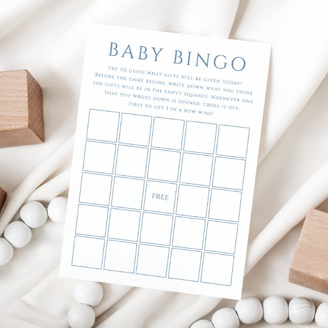 Simple Dusty Blue Baby Shower Baby Bingo Card Einladung (Von Creator hochgeladen)