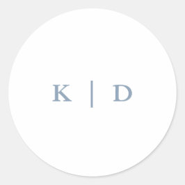 Simple Dusty Blue Elegant Wedding Monogram Runder Aufkleber