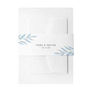 Simple Dusty Blue Eucalyptus Elegant Wedding Einladungsbanderole