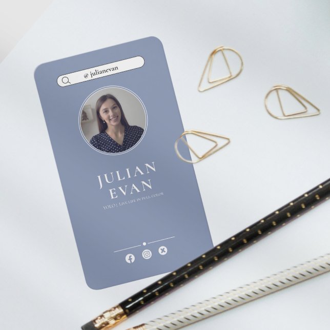 Simple Dusty Blue Foto Healthcare Consultant Visitenkarte (Von Creator hochgeladen)