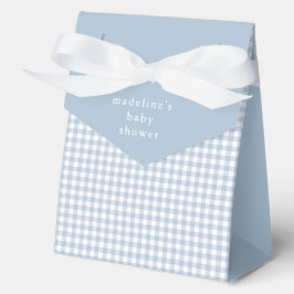 Simple Dusty Blue Gingham Boys Baby Shower Geschenkschachtel