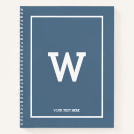 Simple Dusty Blue Initial Monogram Sketchbook Notizbuch