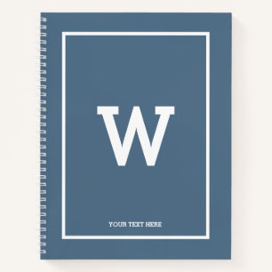 Simple Dusty Blue Initial Monogram Sketchbook Notizbuch