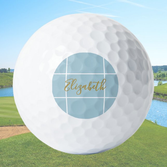Simple dusty blue minimalist custom name ladies  golfball (Von Creator hochgeladen)