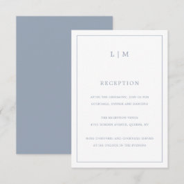 Simple Dusty Blue Monogram Elegant Wedding Begleitkarte
