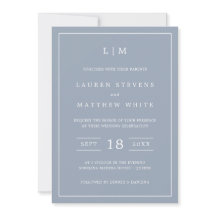 Simple Dusty Blue Monogram Elegant Wedding