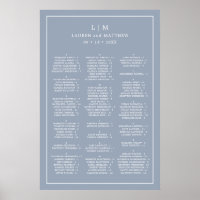 Simple Dusty Blue Monogram Elegant Wedding