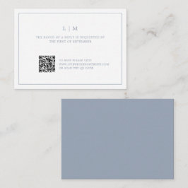 Simple Dusty Blue Monogram Elegant Wedding UAWG Mitteilungskarte