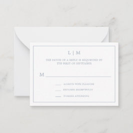 Simple Dusty Blue Monogram Elegant Wedding UAWG Mitteilungskarte