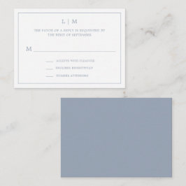 Simple Dusty Blue Monogram Elegant Wedding UAWG Mitteilungskarte