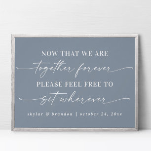 Simple Dusty Blue Seating Wedding Ceremony Sign Poster