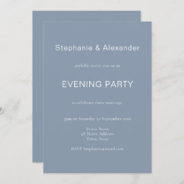 Simple Dusty Blue Wedding Abend Party laden ein Einladung