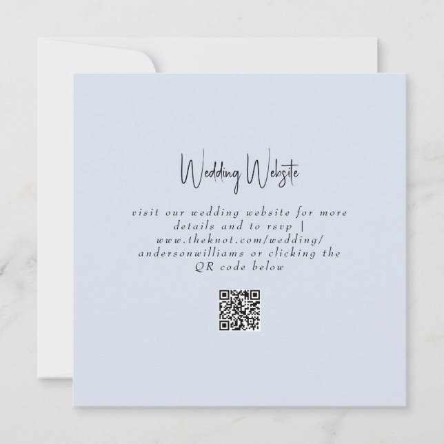 Simple Dusty Blue Wedding QR Code Website Square (Vorderseite)