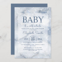 Simple Dusty Blue Winter Baby Shower 