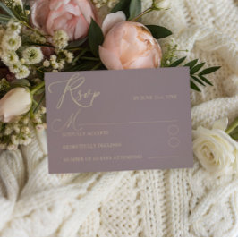 Simple Dusty Rose & Gold Typografy UAWG Wedding RSVP Karte
