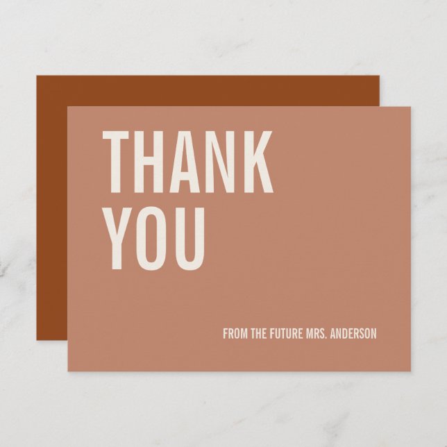 Simple Dusty Terracotta Bridal Dankeschön Karte (Vorne/Hinten)