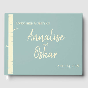 Simple Eggshell Blue Birch Wedbook Gästebuch