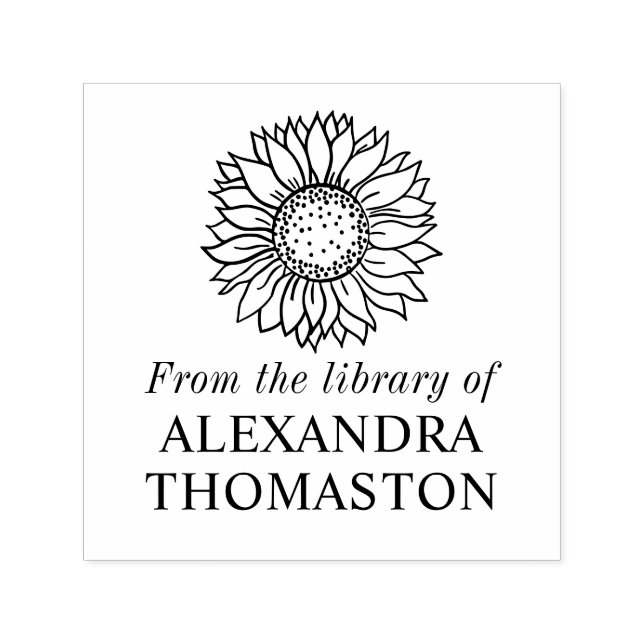 Simple Eleganblume #4 Library Book Name Permastempel (Design)