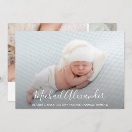 Simple Elegance Baby Boy Foto Birth Ankündigung