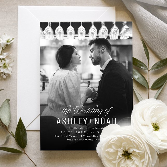 Simple Elegance Classy Script Photo Wedding  Einladung (Simple Elegance Classy Script Photo Wedding Invitation)