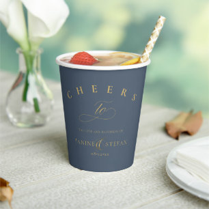 Simple Elegance Wedding Cheers Blue ID1022 Pappbecher
