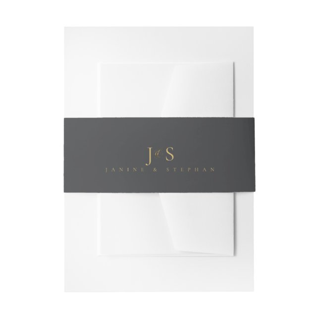 Simple Elegance Wedding Initials Charcoal ID1022 Einladungsbanderole (Vorderseite Beispiel)