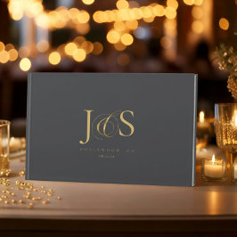 Simple Elegance Wedding Initials Charcoal ID1022 Gästebuch