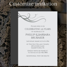 Simple Elegant 25th Wedding Anniversary Party  Einladung