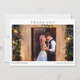 Simple Elegant 2 Photos Typography Message Wedding Dankeskarte