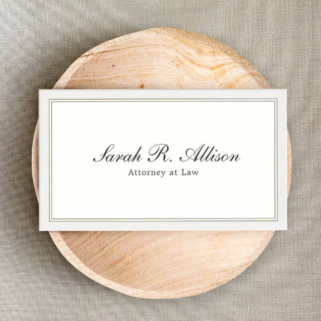 Simple Elegant Attorney White with Border Visitenkarte (Von Creator hochgeladen)