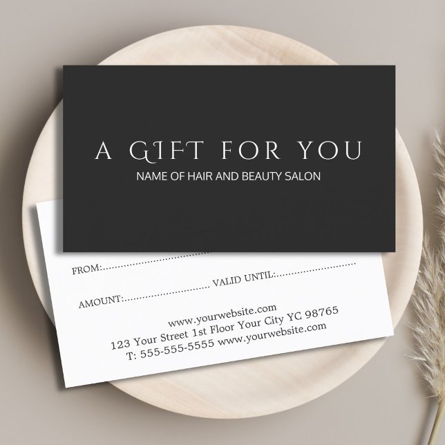 Simple Elegant Black White Gift Certificate Rabattkarte (Von Creator hochgeladen)