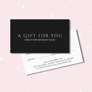 Simple Elegant Black White Gift Certificate Rabattkarte