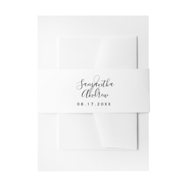 Simple elegant black white names wedding einladungsbanderole (Vorderseite Beispiel)