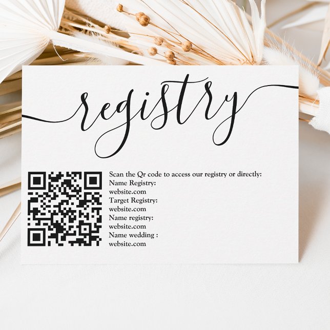 Simple elegant black white wedding registry  einladung (Simple elegant black white wedding registry invitation)