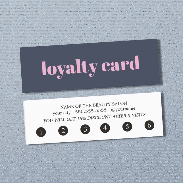 Simple Elegant Blue Pink Loyalty Card Treuekarte (Von Creator hochgeladen)