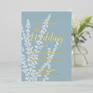 Simple Elegant Botanical Leaves Wedding  Folieneinladung