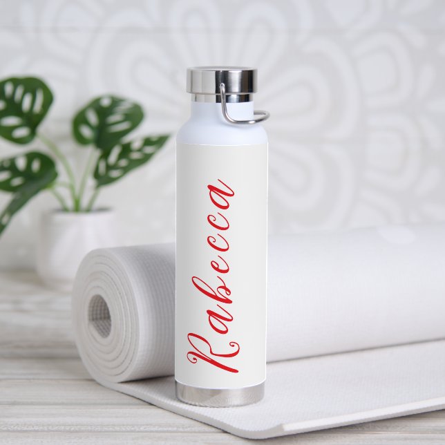 Simple Elegant Burnt Orange Scripted Trinkflasche (Yoga (gedreht))