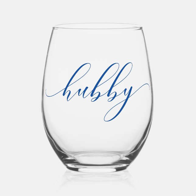 Simple Elegant Calligraphy Hubby Weinglas Ohne Stiel (Vorderseite)
