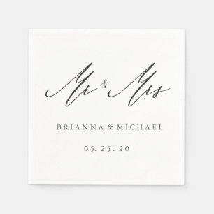 Simple Elegant Calligraphy Mr. und Mrs. Wedding Serviette