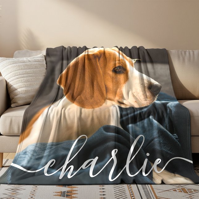 Simple Elegant Chic Pet Photo Fleece Blanket (Von Creator hochgeladen)