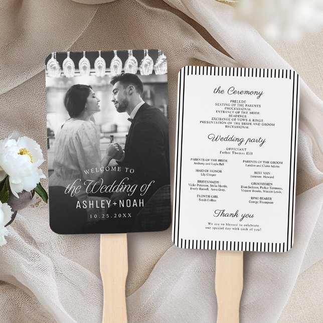 Simple Elegant Classy Script Photo Wedding Program Fächer (Simple Elegant Classy Script Photo Wedding Program Hand Fan)