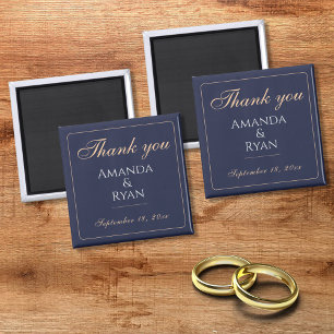 Simple Elegant Dark Blue Wedding Vielen Dank Magnet