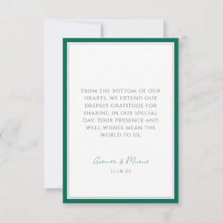 Simple Elegant Emerald Green Dankeschön Card Dankeskarte
