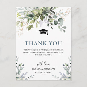 Simple Elegant Eucalyptus Abschluss Vielen Dank Postkarte