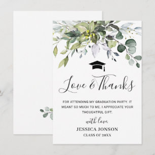 Simple Elegant Eucalyptus Greenery Graduation  Dankeskarte