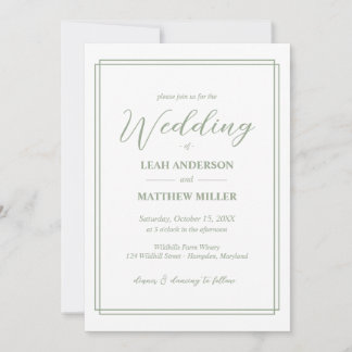 Simple Elegant Floral Pattern Wedding Invitation Einladung