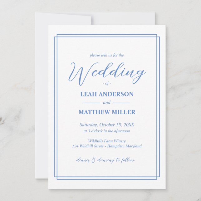 Simple Elegant Floral Pattern Wedding Invitation Einladung (Vorderseite)