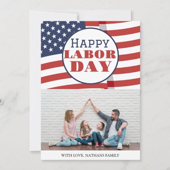 Simple Elegant Foto Happy Labour Day mit US-Flagge (Vorderseite)